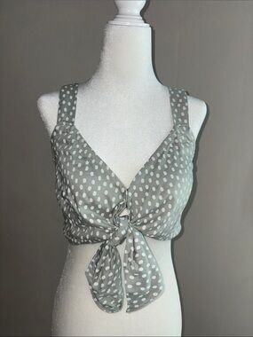 Abercrombie & Fitch - Tie-Front Crop Top - Sage Green